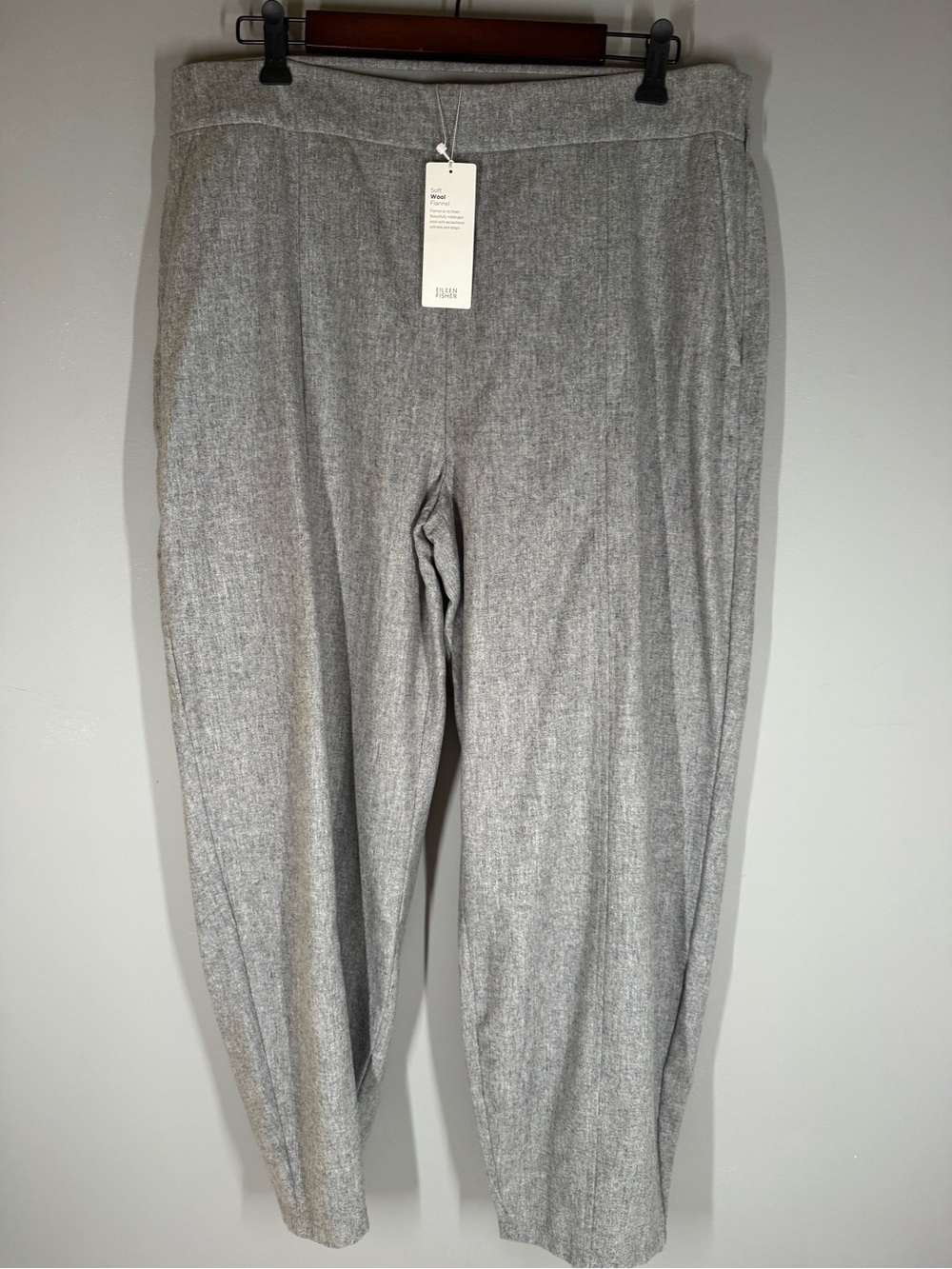Eileen Fisher Moon Soft Wool Flannel Ankle Lantern Pant Grey Size L NWT $248